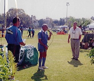 1998 Wally talking to  athletes